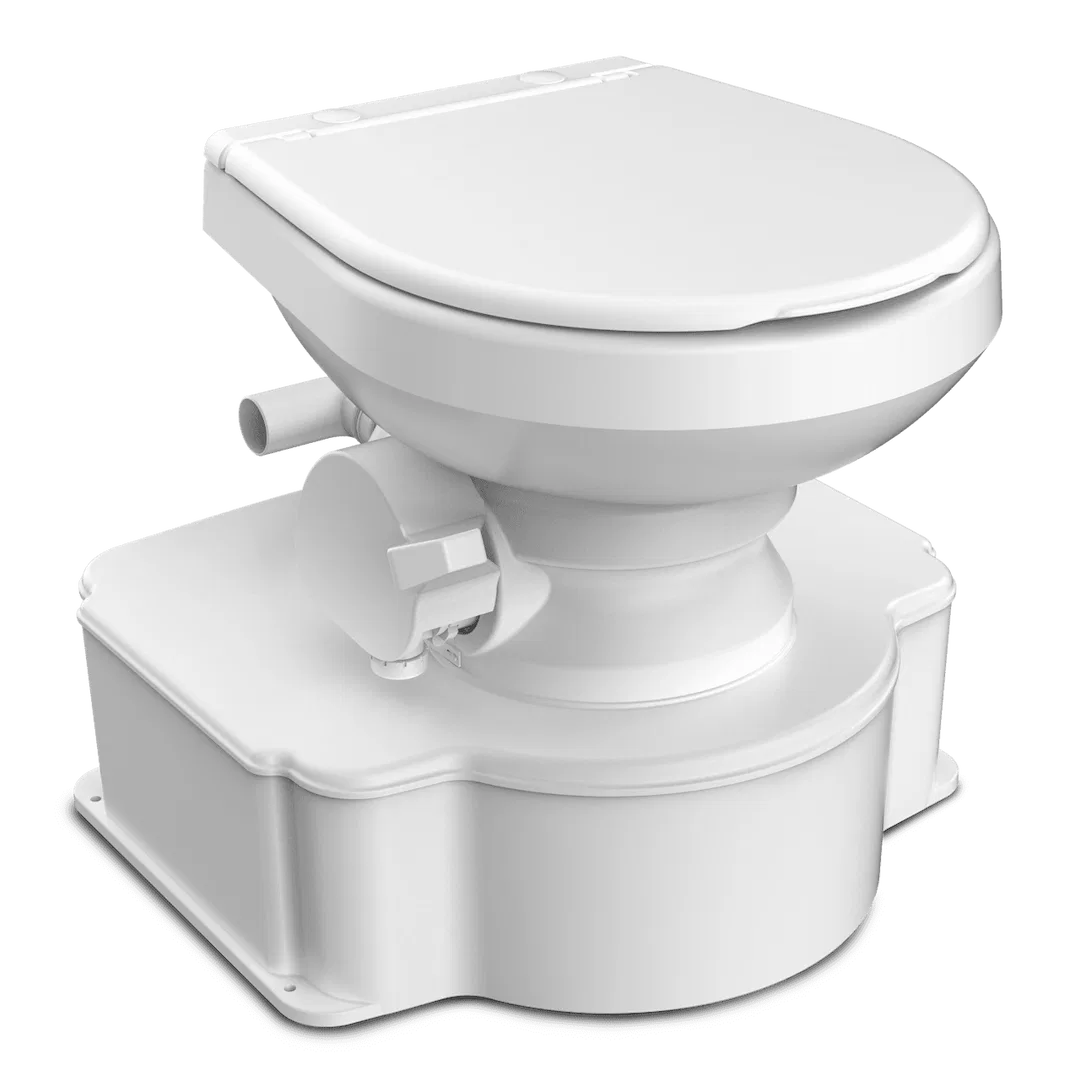312070001 – SIERRAMARINE Toilet, Portable Type III MSD 6.5 Gallon Waste Holding Tank Capacity White Plastic Round Sea...